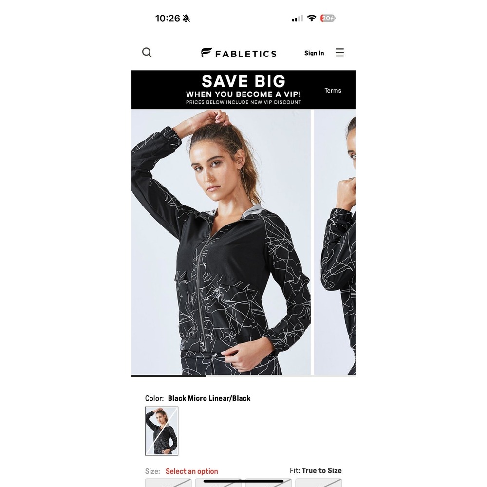 Fabletics Medium Jacket Black Micro Linear Like N… - image 7
